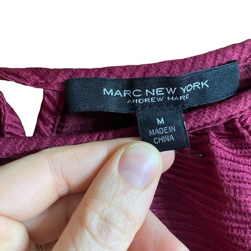 Marc New York Burgundy Peasant Top Long Sleeve Shirt Size Medium - Picture 3 of 7